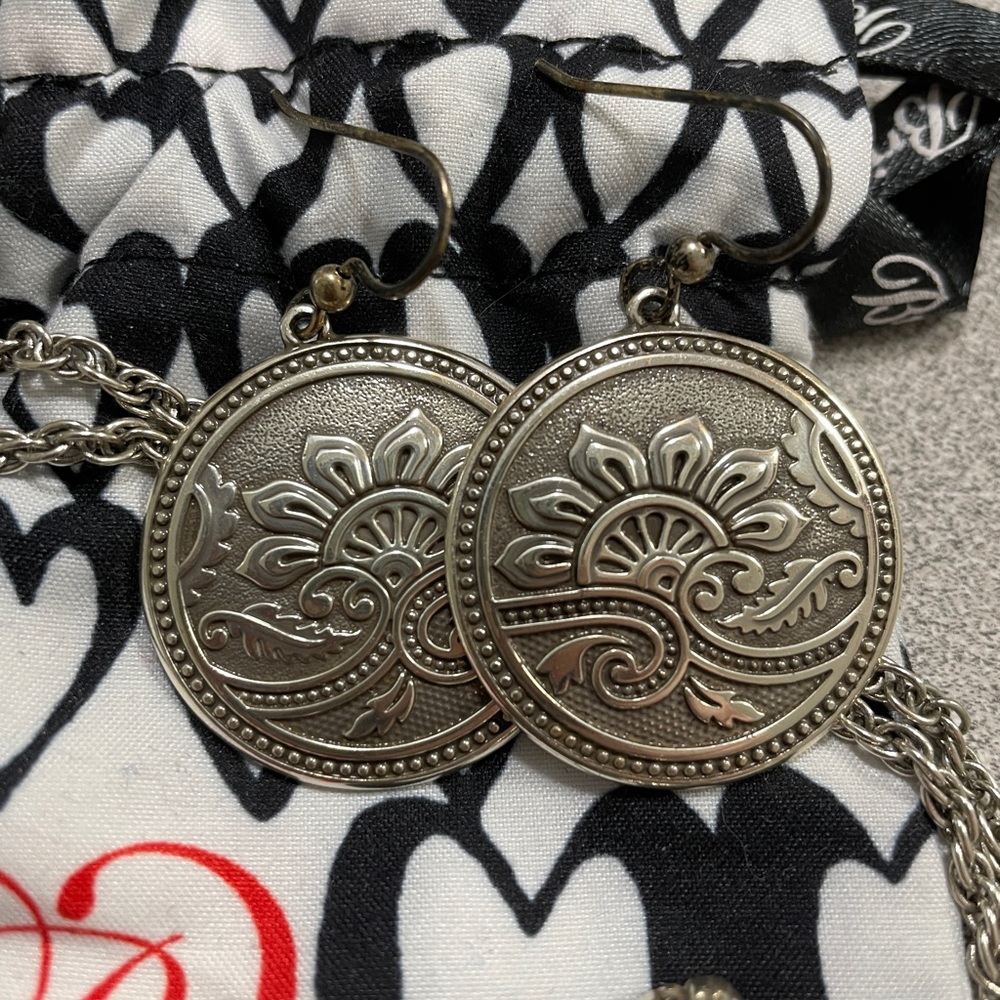Brighton Earrings Floral/Paisley Silver Tone